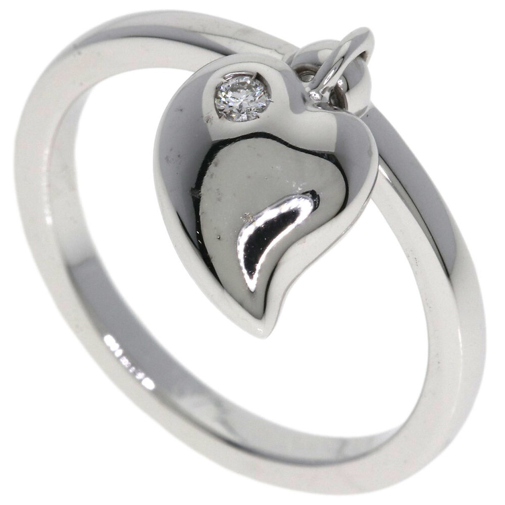 Christian Dior Dior Heart Charm Diamond Ring #52, 18K White Gold, Women's.